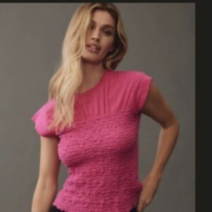 Anthropologie Maeve Pink Short Sleeve Top medium
